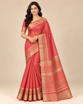 Camel Beige Gold Raw Silk Saree