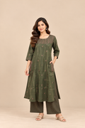 Sage Green Printed Two-Piece Kurti Set