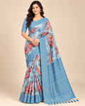 Misty Bloom Light Blue Raw Silk Saree