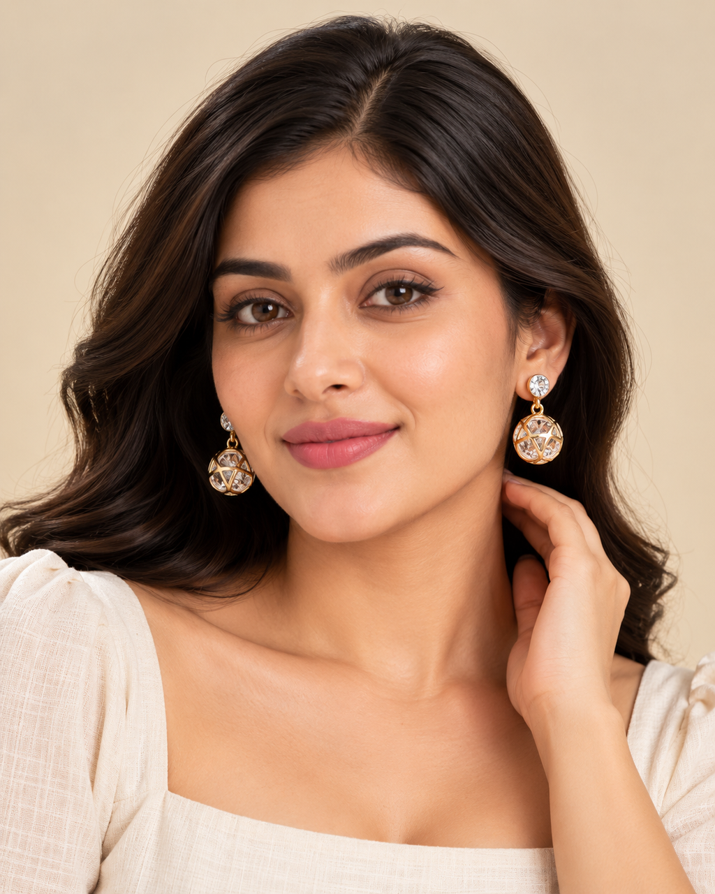 Glamora Crystal Orb Drop Earrings