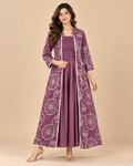 Mauve Floral Belted Midi Dress