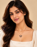 Celeste Black Bow Crystal Pendant Necklace