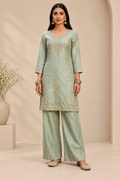 Sage Mist Embroidered 2-Piece Kurti Set