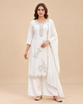 Ivory Elegance Embroidered 3-Piece Kurti Set
