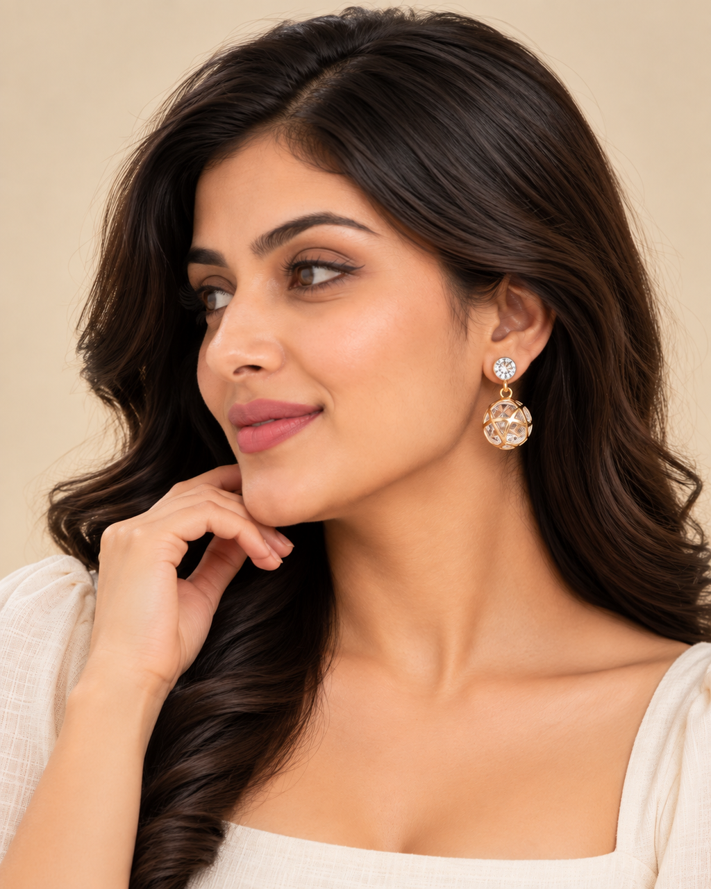 Glamora Crystal Orb Drop Earrings