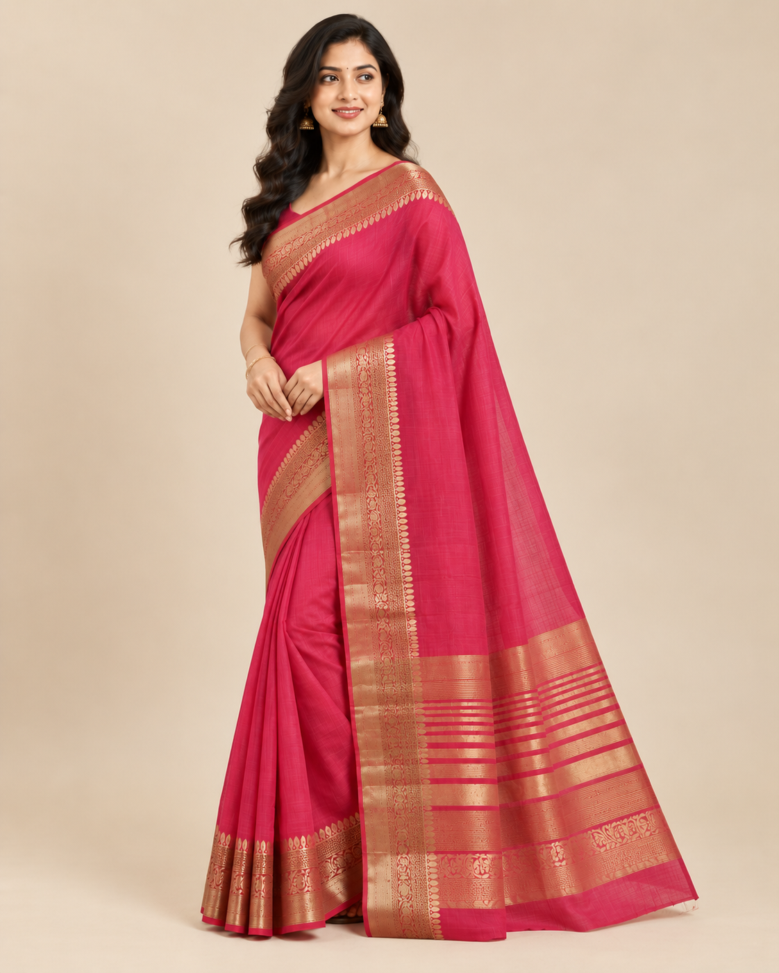 Dusty Rose Gold Zari Raw Silk Saree