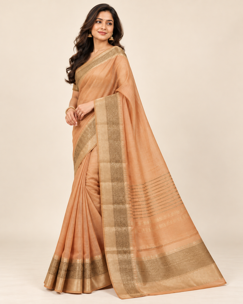 Antique Gold Floral Zari Saree