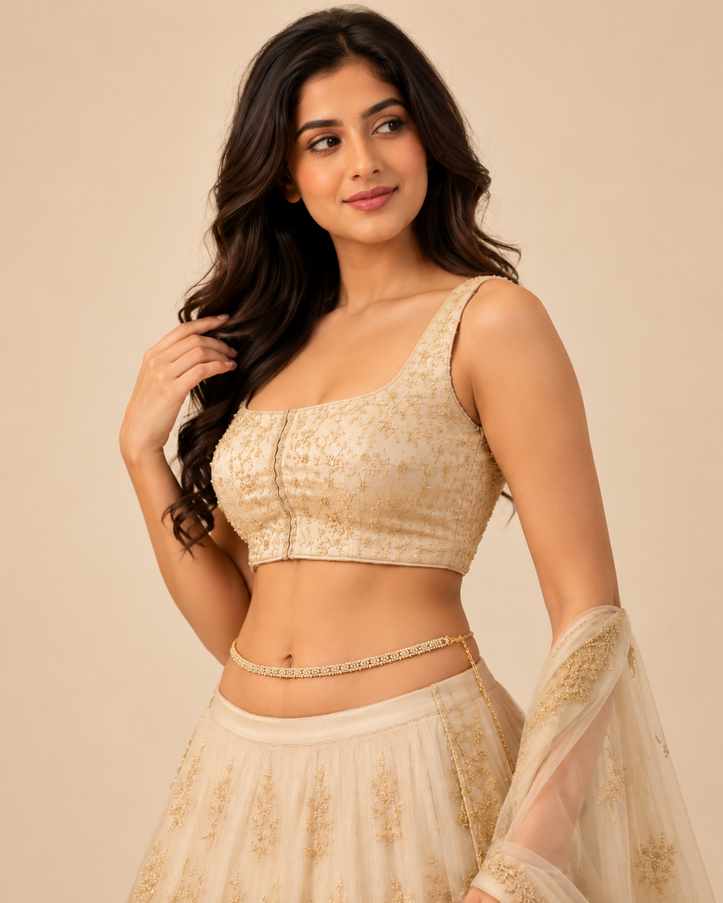 Gold Pearl & Crystal Kamarband – Elegant Waist Chain