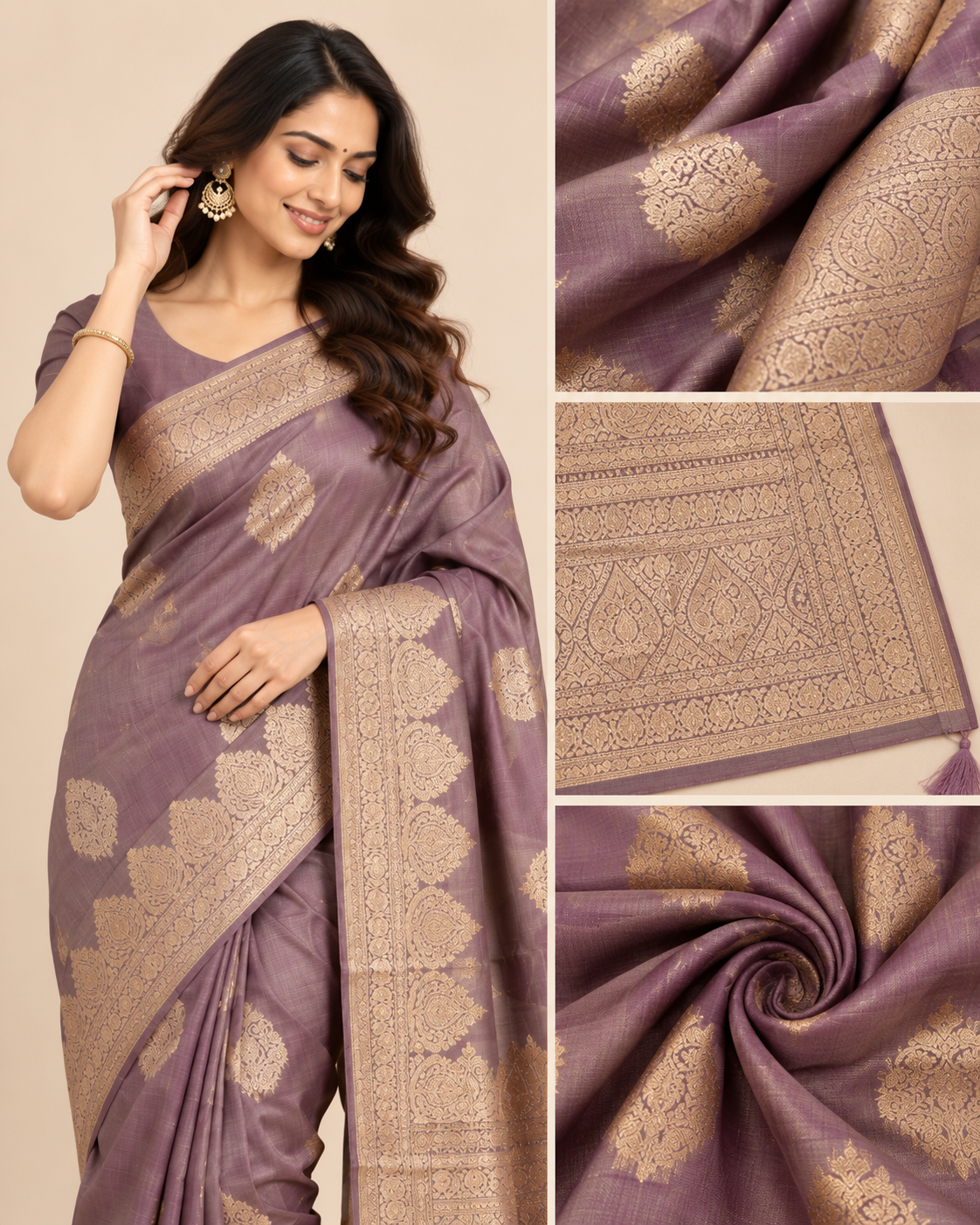 Purple Gold Raw Silk Saree
