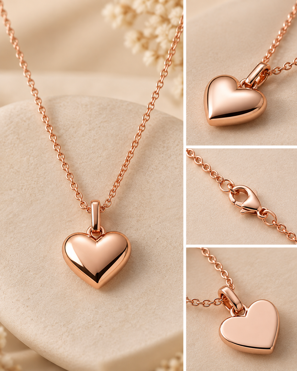 Rose Gold Heart Pendant Necklace