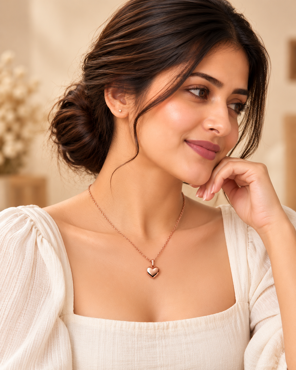 Rose Gold Heart Pendant Necklace