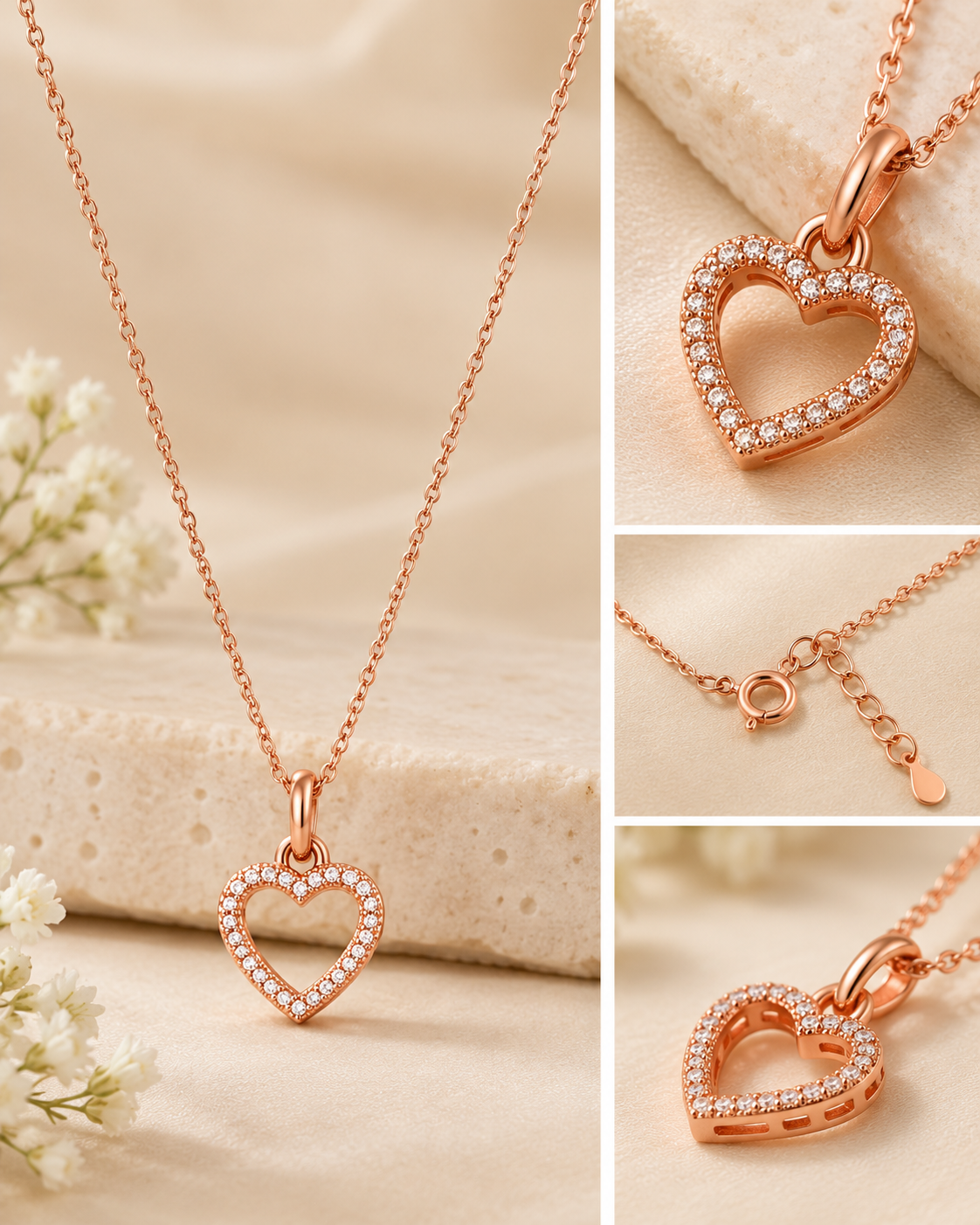 Rose Gold Heart Pendant Necklace