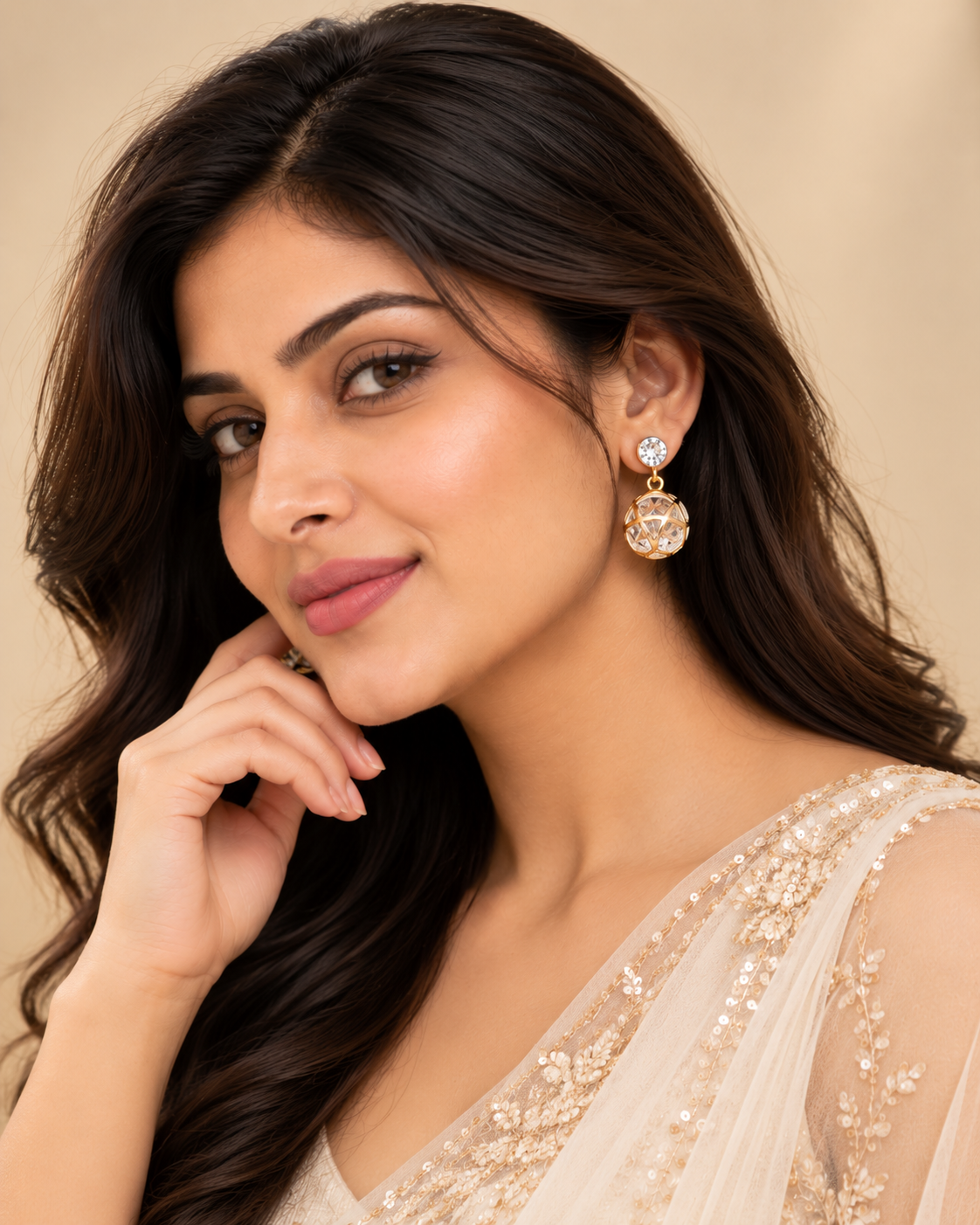 Glamora Crystal Orb Drop Earrings