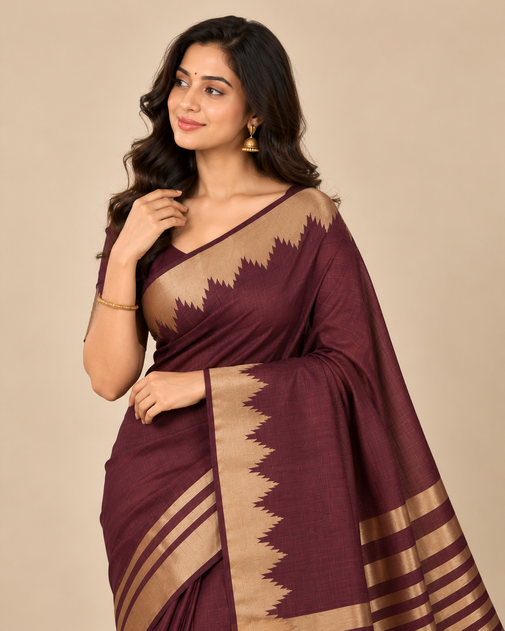 Mauve Gold Raw Silk Saree